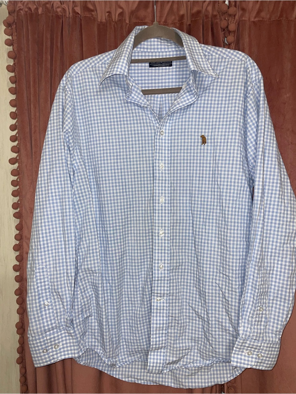 Southern Casanova Light Blue Gingham Men's Button-Down Shirt